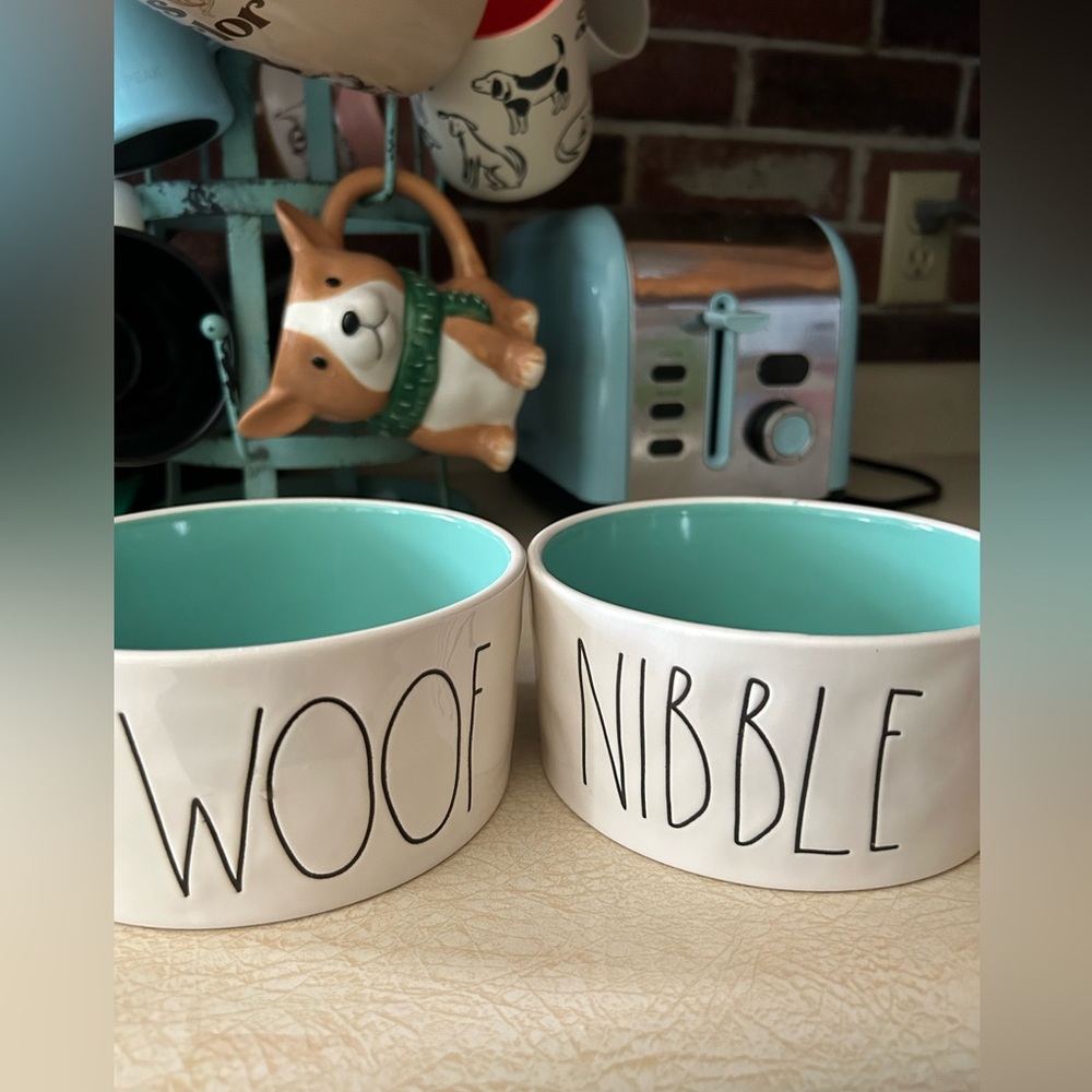 Rae Dunn Dog food bowls set